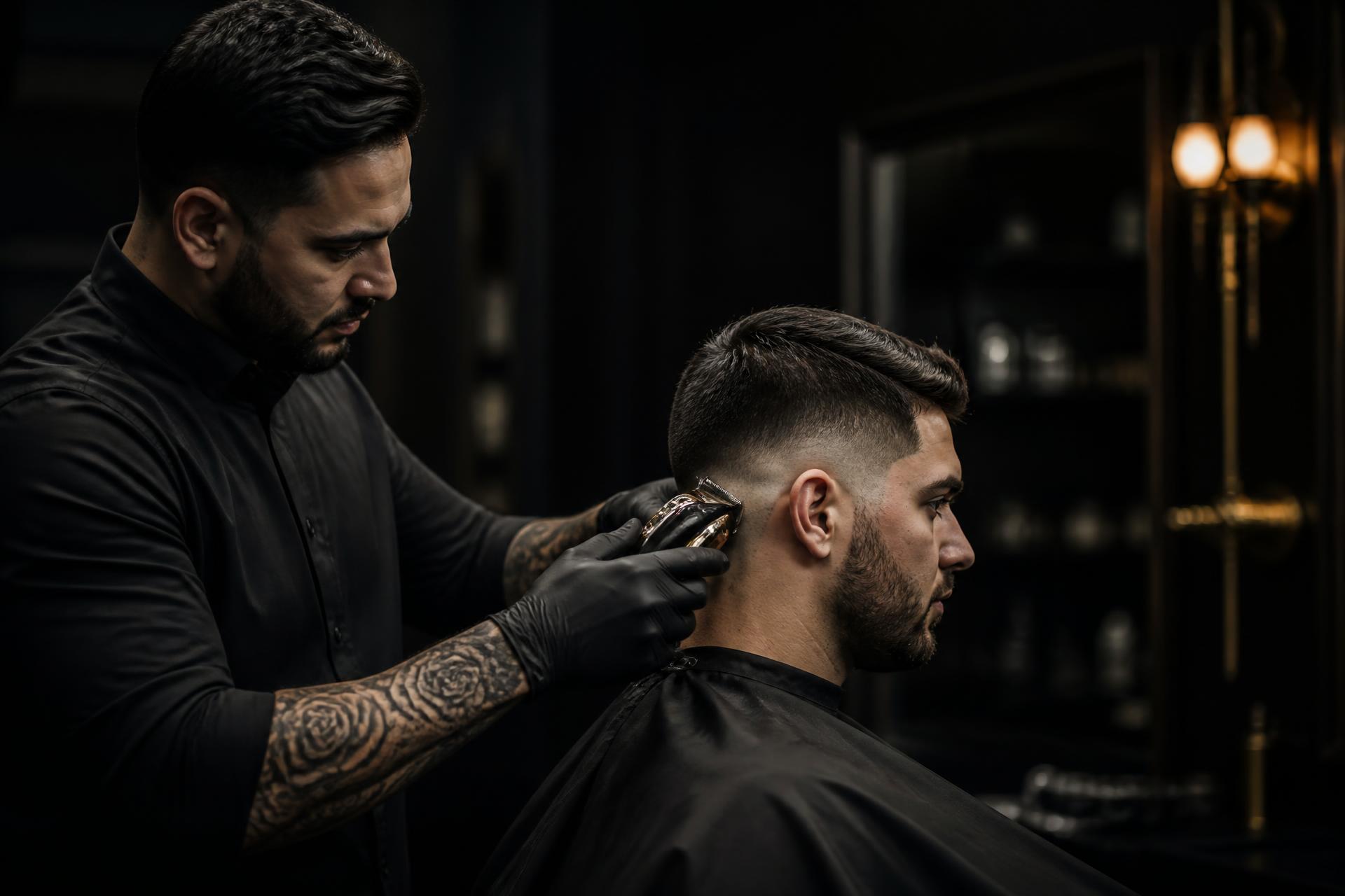 Barber van Nobar Barber in Hengelo zet een precieze fade bij een klant